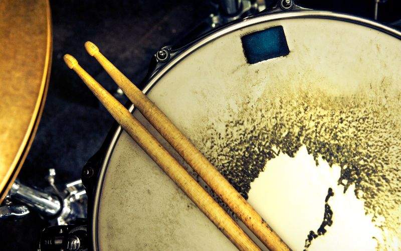 Drum and drumsticks set air view digital marketing section services